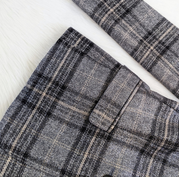 L'Agence Diana Silver Metallic Plaid Skinny Lapel Blazer | Size 0 - Picture 14 of 16